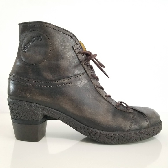 GROUNDHOG Combat Boots Brown Distressed Leather - Picture 2 of 12